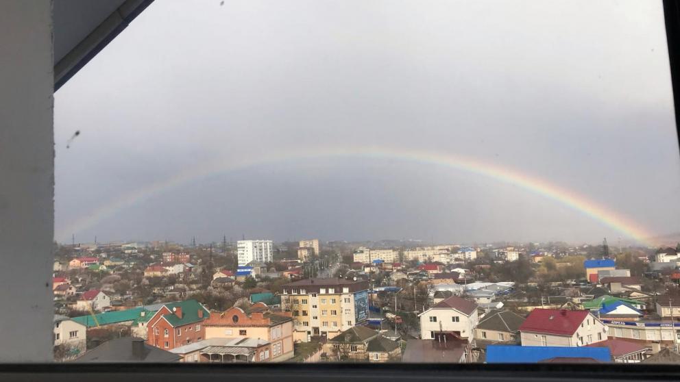 В Ставрополе после града появилась радуга