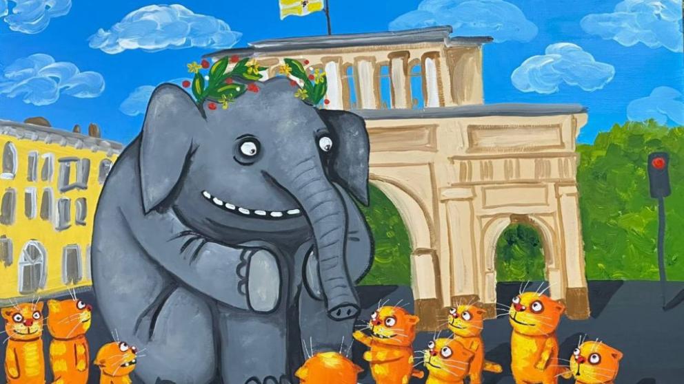 Художник Вася Ложкин посвятил картину ставропольскому слону