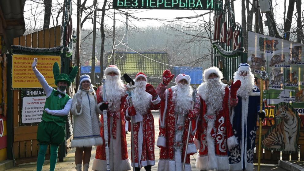 Десант Дедов Морозов проверил готовность ставропольского парка к встрече Нового года