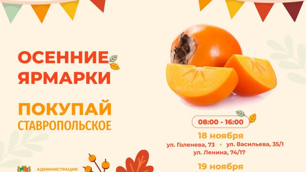 Четыре ярмарки выходного дня пройдут в Ставрополе 18 и 19 ноября
