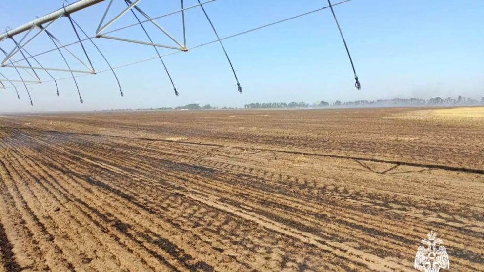 Пожар потушили на поле в Левокумском округе Ставрополья