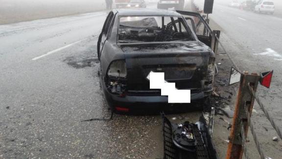 «Лада Приора» врезалась в трактор на федеральной трассе «Кавказ»