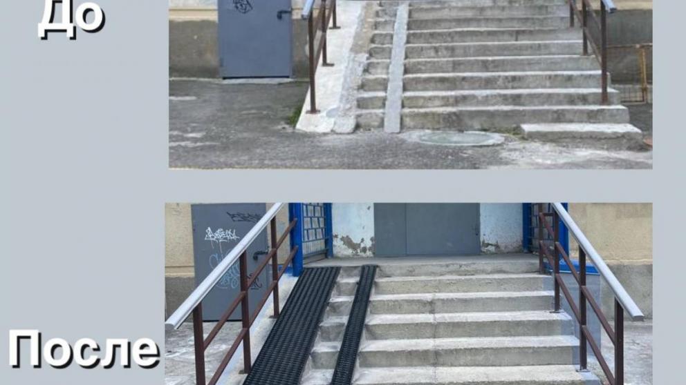 После вмешательства Госжилинспекции в Ставрополе отремонтировали входную группу МКД